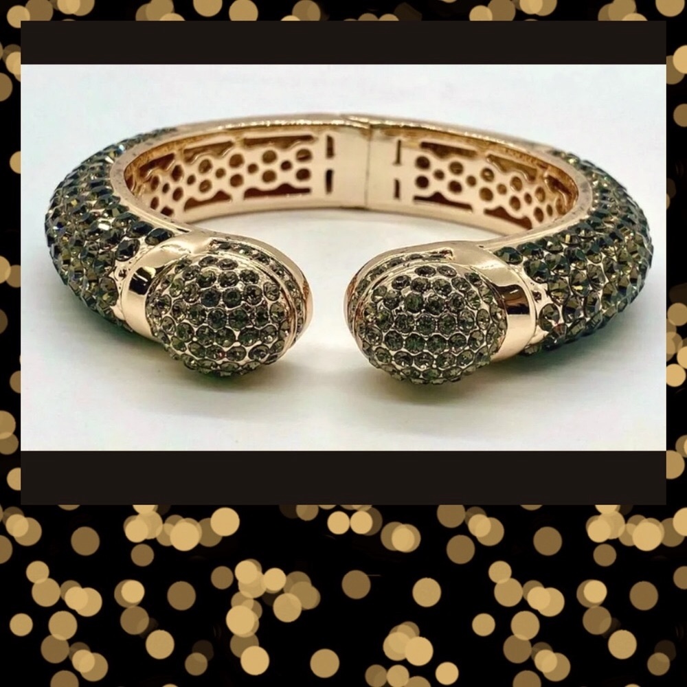 JOAN BOYCE  “KISSABLE” BROWN PAVE’ CRYSTAL CUFF BRACELET